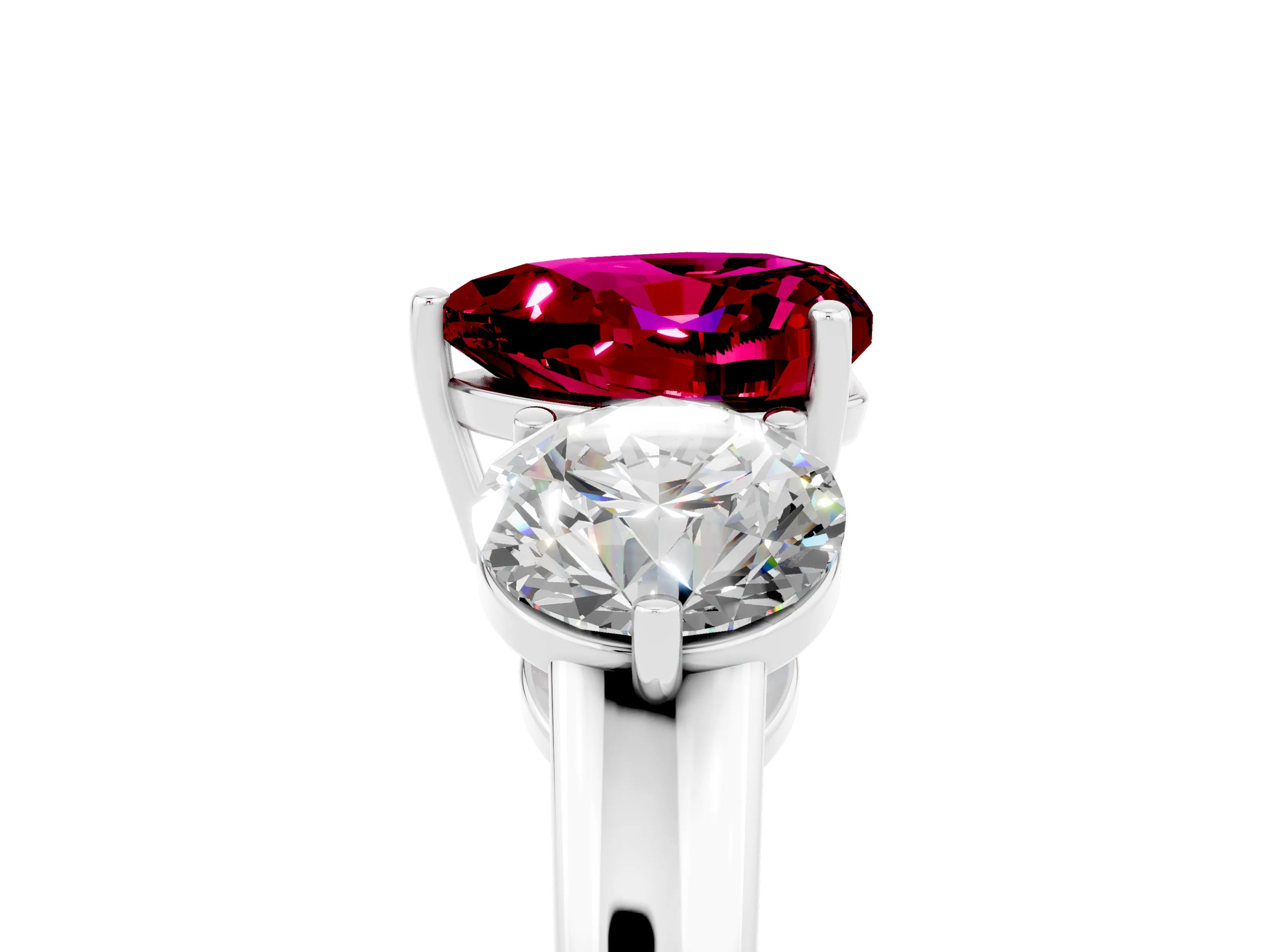 White gold Heart Cut Garnet Three-Stone Ring with Prong Setting and Classic Band_5