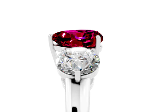 White gold Heart Cut Garnet Three-Stone Ring with Prong Setting and Classic Band_5