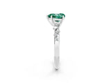 White gold Heart Cut Green Sapphire Cluster Side Stone Solitaire Ring with Prong Setting_26