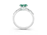 White gold Heart Cut Green Sapphire Cluster Side Stone Solitaire Ring with Prong Setting_27
