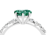 White gold Heart Cut Green Sapphire Cluster Side Stone Solitaire Ring with Prong Setting_28