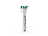 White gold Heart Cut Green Sapphire Engagement Ring with Milgrain Channel Set Band and Prong Setting_2