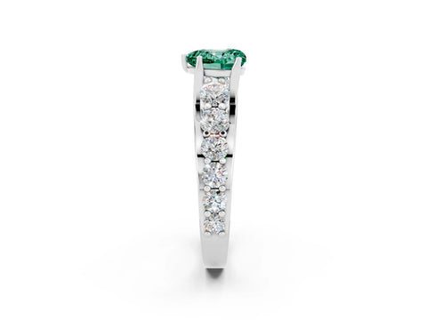 White gold Heart Cut Green Sapphire Engagement Ring with Pavé Band and Four-Prong Setting_2