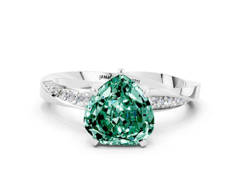 White gold Heart Cut Green Sapphire Engagement Ring with Side Stone Accents and Four-Prong Setting_24