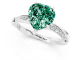 White gold Heart Cut Green Sapphire Engagement Ring with Side Stone Accents and Four-Prong Setting_25