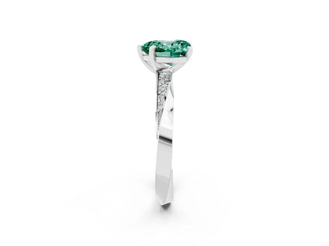 White gold Heart Cut Green Sapphire Engagement Ring with Side Stone Accents and Four-Prong Setting_26