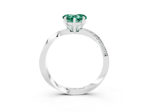 White gold Heart Cut Green Sapphire Engagement Ring with Side Stone Accents and Four-Prong Setting_27
