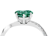 White gold Heart Cut Green Sapphire Engagement Ring with Side Stone Accents and Four-Prong Setting_28