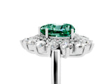 White gold Heart Cut Green Sapphire Floral Double Halo Engagement Ring with Prong Setting_114