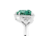 White gold Heart Cut Green Sapphire Halo Ring with Tapered Band and Four-Prong Setting_5