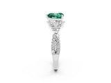White gold Heart Cut Green Sapphire  Halo Twist Band Solitaire Prong Setting Ring_26