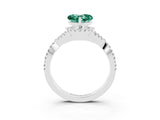 White gold Heart Cut Green Sapphire  Halo Twist Band Solitaire Prong Setting Ring_27