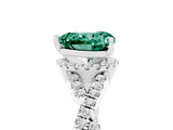 White gold Heart Cut Green Sapphire  Halo Twist Band Solitaire Prong Setting Ring_29