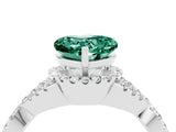 White gold Heart Cut Green Sapphire Halo Twist Band Solitaire Prong Setting Ring_4