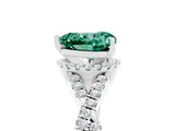 White gold Heart Cut Green Sapphire Halo Twist Band Solitaire Prong Setting Ring_5