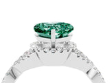White gold Heart Cut Green Sapphire  Halo Twist Band Solitaire Prong Setting Ring_70