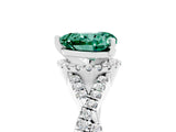White gold Heart Cut Green Sapphire  Halo Twist Band Solitaire Prong Setting Ring_71