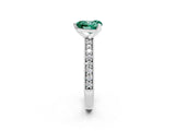 White gold Heart Cut Green Sapphire Milgrain Pavé Engagement Ring with Four-Prong Setting_14