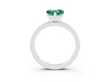 White gold Heart Cut Green Sapphire Milgrain Pavé Engagement Ring with Four-Prong Setting_15