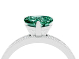 White gold Heart Cut Green Sapphire Milgrain Pavé Engagement Ring with Four-Prong Setting_16
