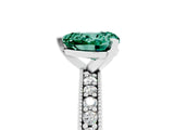 White gold Heart Cut Green Sapphire Milgrain Pavé Engagement Ring with Four-Prong Setting_17