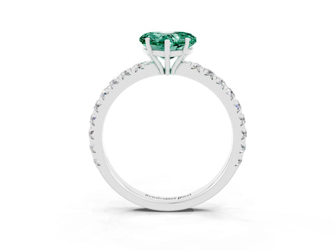 White gold Heart Cut Green Sapphire Pavé Solitaire Engagement Ring with Four-Prong Setting_15