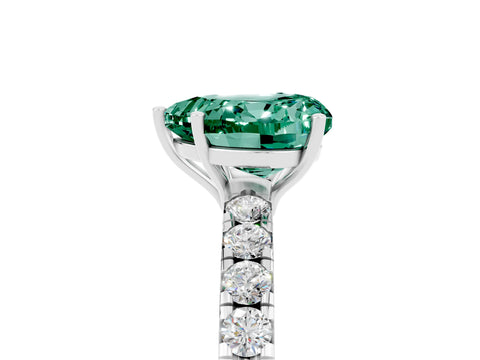 White gold Heart Cut Green Sapphire Pavé Solitaire Engagement Ring with Four-Prong Setting_17