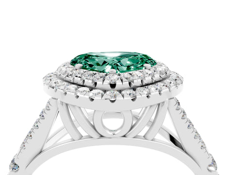 White gold Heart Cut Green Sapphire Pavé Split Shank Double Halo Engagement Ring_4