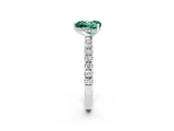 White gold Heart Cut Green Sapphire Pave Band Solitaire Ring with Four-Prong Setting_26