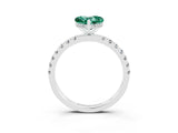 White gold Heart Cut Green Sapphire Pave Band Solitaire Ring with Four-Prong Setting_27