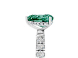 White gold Heart Cut Green Sapphire Pave Band Solitaire Ring with Four-Prong Setting_29