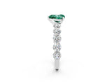 White gold Heart Cut Green Sapphire Prong Setting with Side Stones on a Pave Band_2