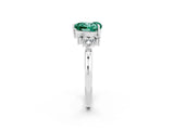 White gold Heart Cut Green Sapphire Ring with Side Stones and Four-Prong Setting_38