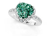 White gold Heart Cut Green Sapphire Scalloped Halo Engagement Ring with Round Shared Prong Band_25