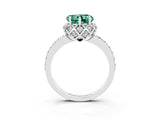 White gold Heart Cut Green Sapphire Scalloped Halo Engagement Ring with Round Shared Prong Band_27