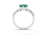 White gold Heart Cut Green Sapphire Scattered Round Accent Ring with Prong Setting_27
