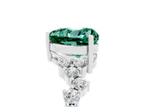 White gold Heart Cut Green Sapphire Scattered Round Accent Ring with Prong Setting_29