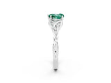 White gold Heart Cut Green Sapphire Solitaire Celtic Knot Ring with Four-Prong Setting_14
