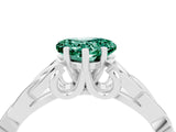 White gold Heart Cut Green Sapphire Solitaire Celtic Knot Ring with Four-Prong Setting_16