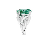 White gold Heart Cut Green Sapphire Solitaire Celtic Knot Ring with Four-Prong Setting_17