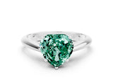 White gold Heart Cut Green Sapphire Solitaire Engagement Ring with Cathedral Setting and Four-Prong Mount_12