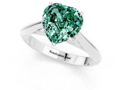 White gold Heart Cut Green Sapphire Solitaire Engagement Ring with Cathedral Setting and Four-Prong Mount_13