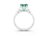 White gold Heart Cut Green Sapphire Solitaire Engagement Ring with Cathedral Setting and Four-Prong Mount_15