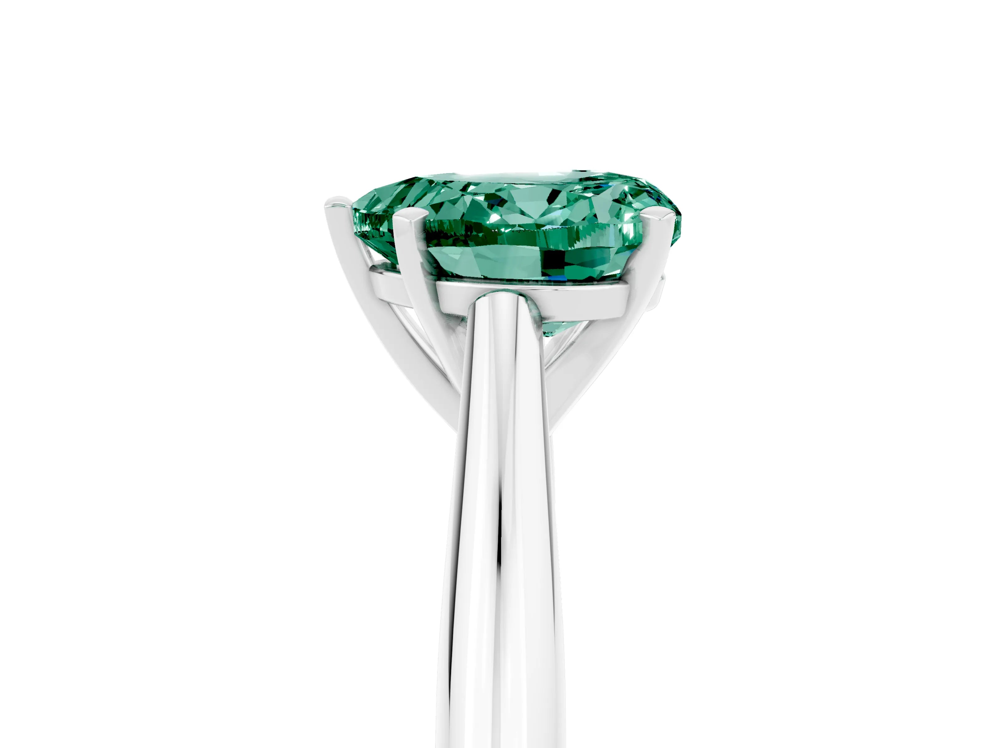 White gold Heart Cut Green Sapphire Solitaire Engagement Ring with Cathedral Setting and Four-Prong Mount_29