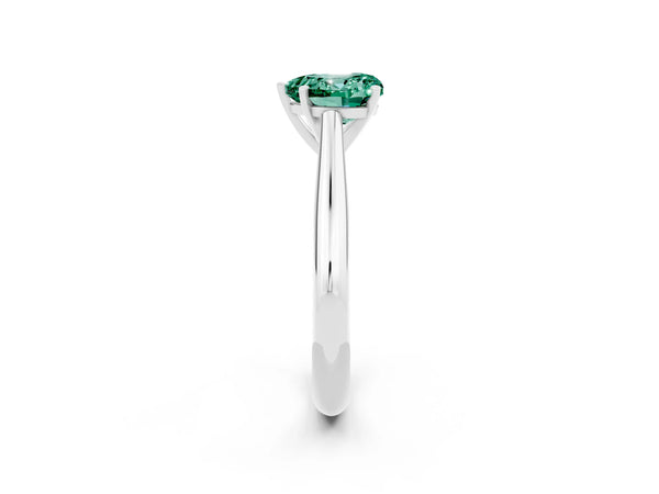 White gold Heart Cut Green Sapphire Solitaire Engagement Ring with Cathedral Setting and Four-Prong Mount