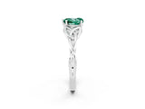 White gold Heart Cut Green Sapphire Solitaire Engagement Ring with Celtic Knot Band and Four-Prong Setting_2