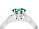White gold Heart Cut Green Sapphire Solitaire Engagement Ring with Celtic Knot Band and Four-Prong Setting_4