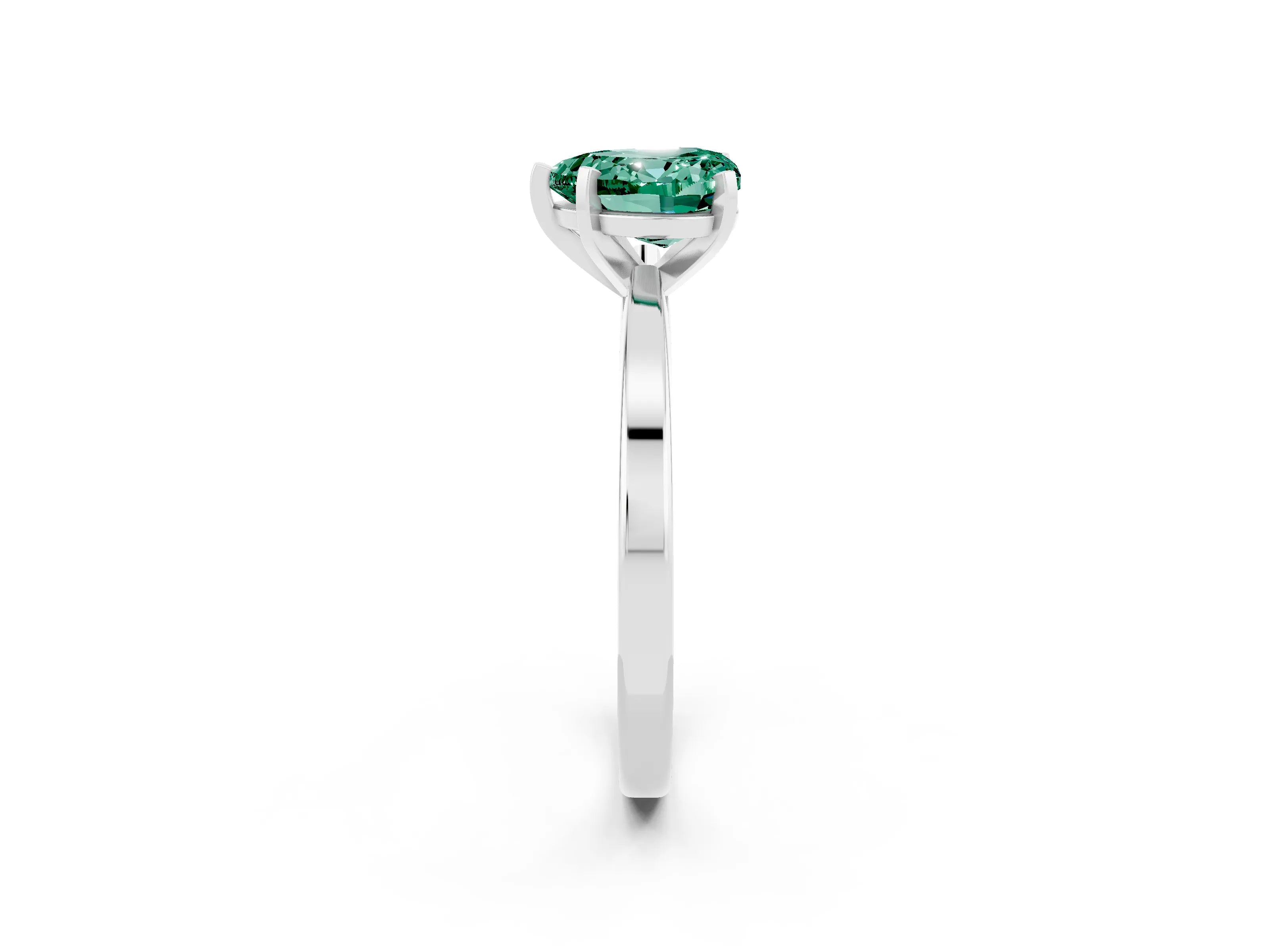 White gold Heart Cut Green Sapphire Solitaire Engagement Ring with Classic Band and Four-Prong Setting_26