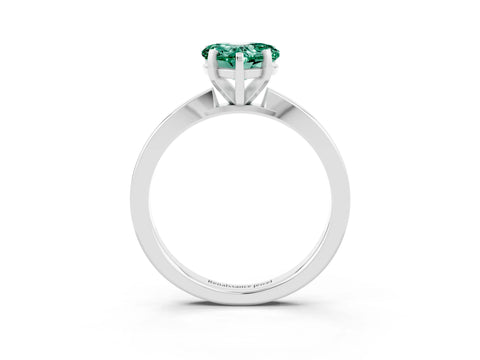 White gold Heart Cut Green Sapphire Solitaire Engagement Ring with Classic Band and Four-Prong Setting_27
