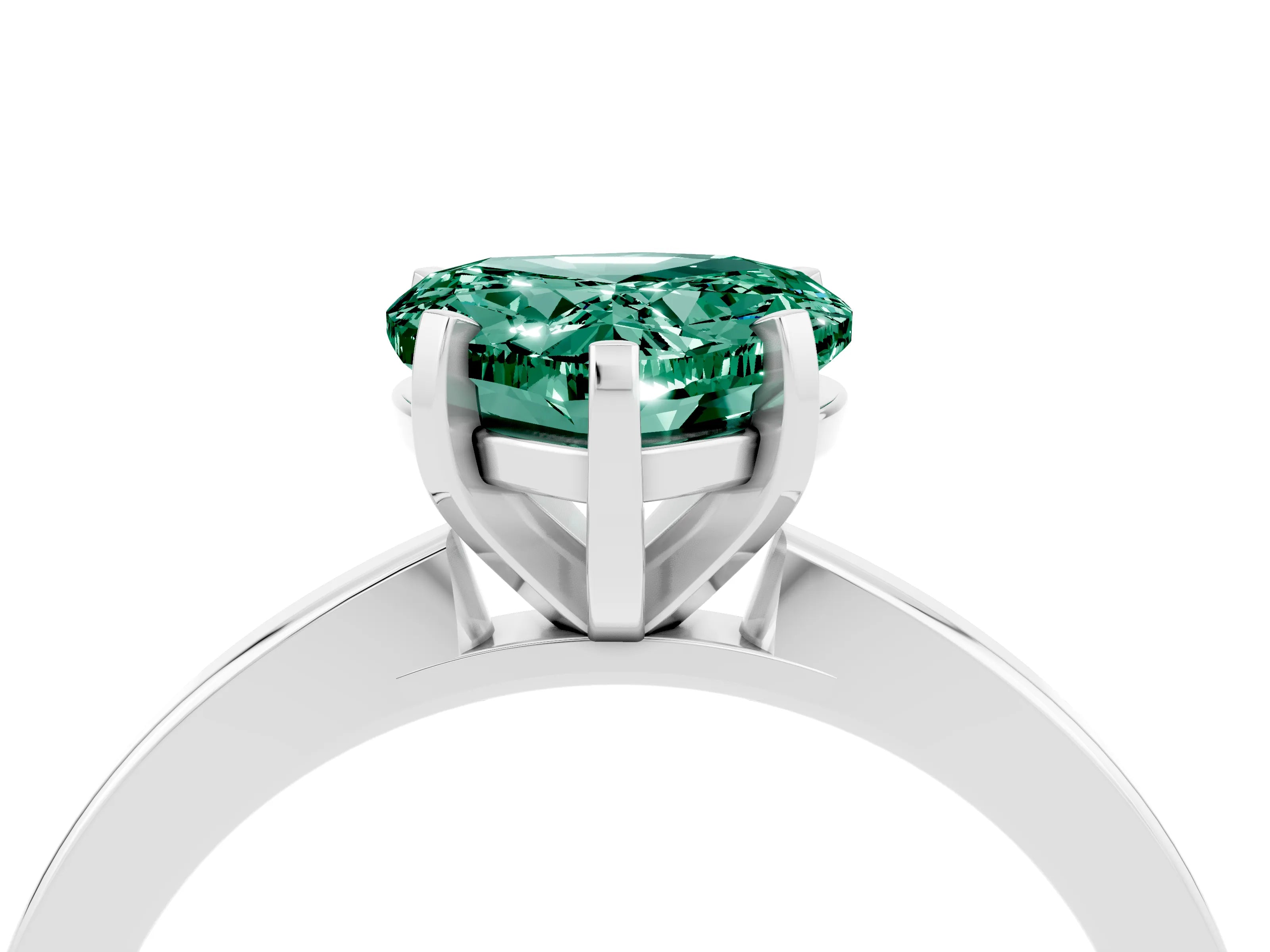White gold Heart Cut Green Sapphire Solitaire Engagement Ring with Classic Band and Four-Prong Setting_28